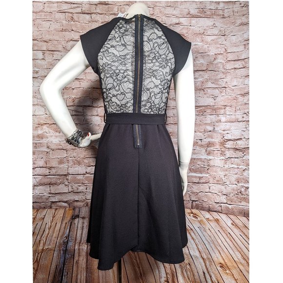 Monteau Womens A-Line Black Dress Lace Fit and Flare Lace Inserts SZ M NWT - Picture 4 of 6
